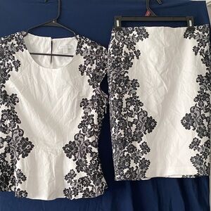 New York & Company Black and White Floral Skirt Set ( shirt listed seperately)